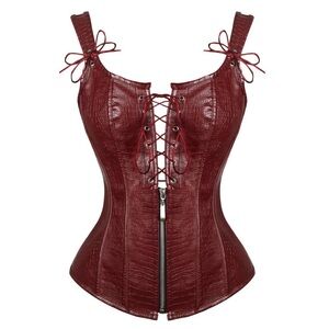 Red Lace-Up Corset Top size M NWT
